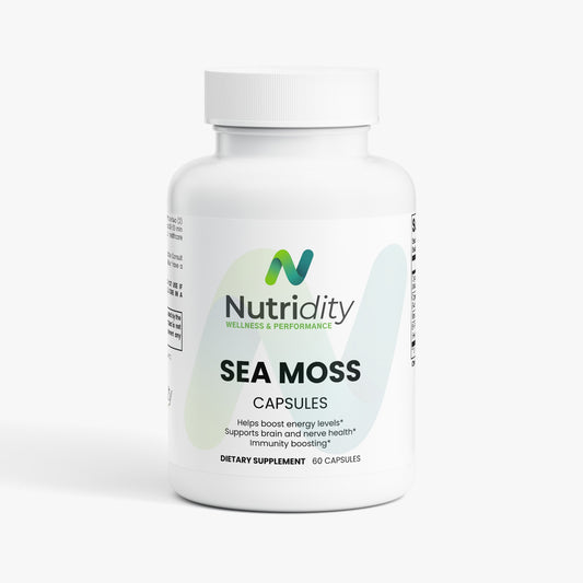 Nutridity Sea Moss Capsules, 60 Capsules – Organic Irish Moss, Bladderwrack, and Burdock Root Supplement with BioPerine for Immune Support, Thyroid Health, Detox, and Gut Health – Made in USA