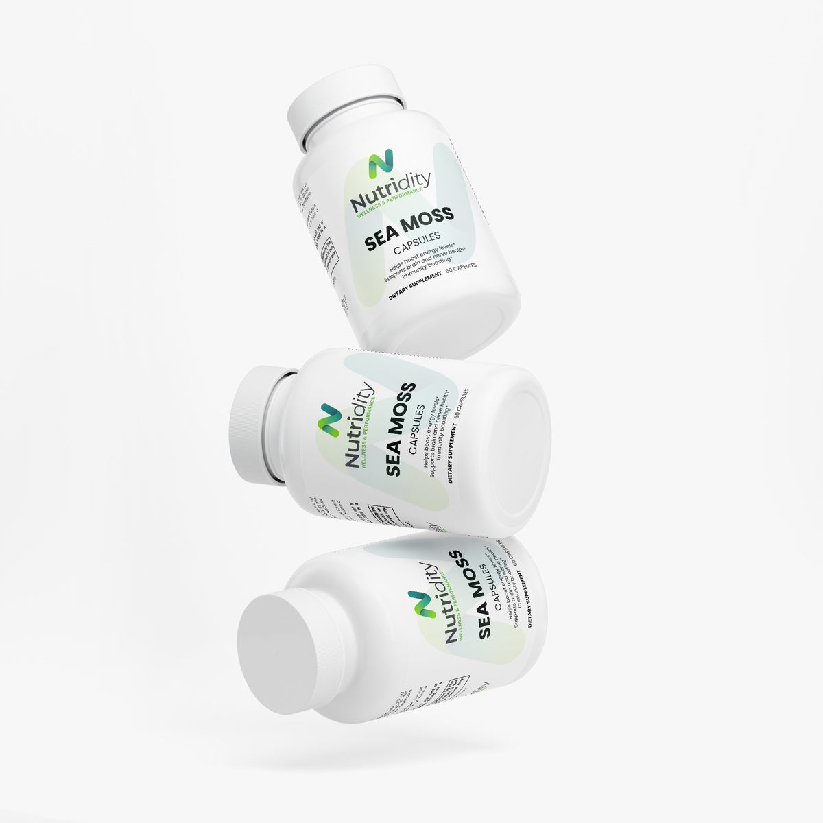 Nutridity Sea Moss Capsules, 60 Capsules – Organic Irish Moss, Bladderwrack, and Burdock Root Supplement with BioPerine for Immune Support, Thyroid Health, Detox, and Gut Health – Made in USA