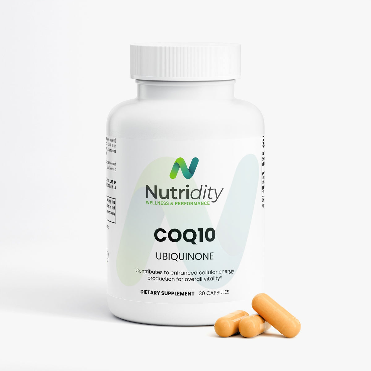 Nutridity CoQ10 Ubiquinone Capsules 30ct, Vegetarian, 200mg – High Absorption Coenzyme Q10 Supplement for Heart Health, Cellular Energy Production, and Antioxidant Defense – Made in USA