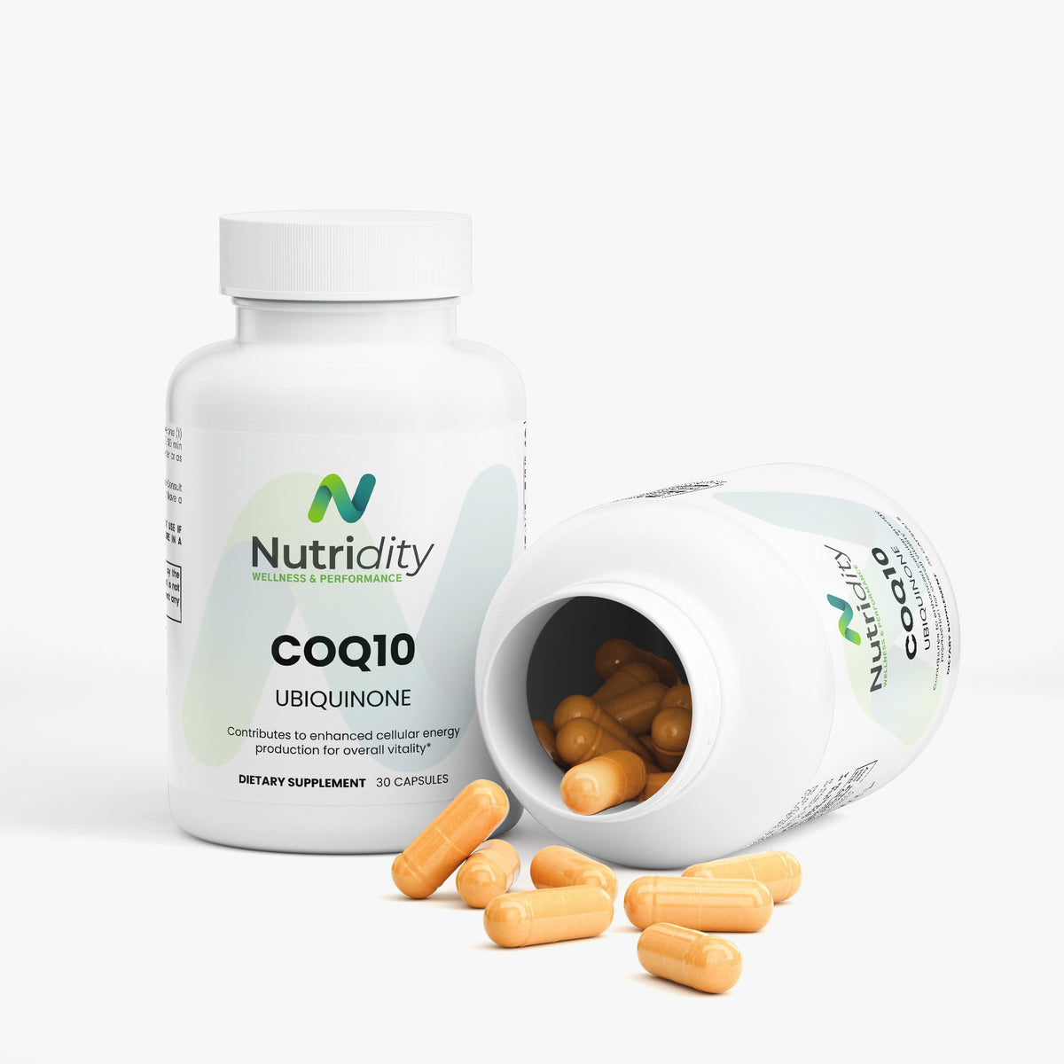 Nutridity CoQ10 Ubiquinone Capsules 30ct, Vegetarian, 200mg – High Absorption Coenzyme Q10 Supplement for Heart Health, Cellular Energy Production, and Antioxidant Defense – Made in USA