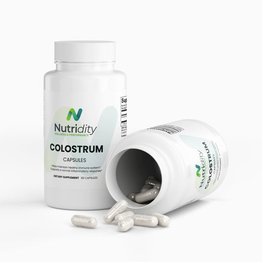 Nutridity Colostrum Capsules 500mg, 60ct Vegetable – Premium Bovine Colostrum with 25% IgG for Immune Support, Gut Health, Microbiota Balance, and Post-Workout Muscle Recovery – Made in USA