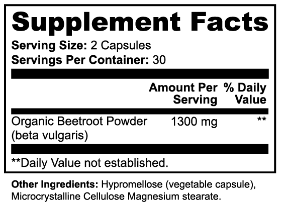 Nutridity Organic Beetroot Capsules, 60ct, Vegetable, 1300mg – Premium Beet Root Powder Supplement for Nitric Oxide Boost, Healthy Blood Circulation, and Athletic Endurance – Made in USA