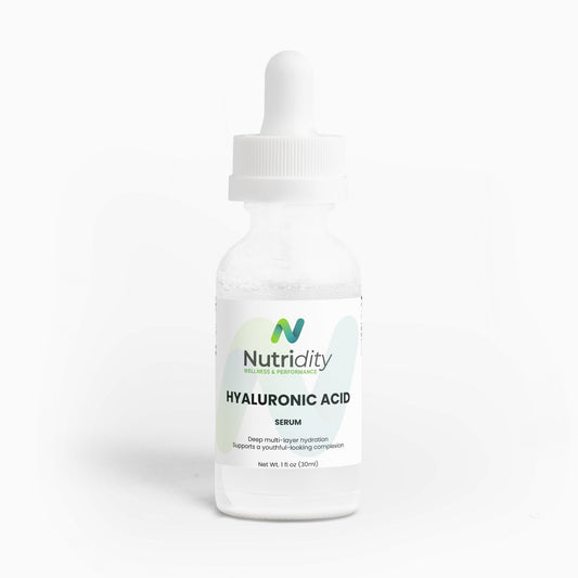 Nutridity Hyaluronic Acid Serum for Skin, 1 fl oz (30ml) – Multi-Molecular Weight Hydrating Skin Serum with 4 Types of Hyaluronic Acid for Deep Hydration, Anti-Aging & Skin Elasticity – Clean Skincare, Made in USA