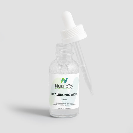 Nutridity Hyaluronic Acid Serum for Skin, 1 fl oz (30ml) – Multi-Molecular Weight Hydrating Skin Serum with 4 Types of Hyaluronic Acid for Deep Hydration, Anti-Aging & Skin Elasticity – Clean Skincare, Made in USA