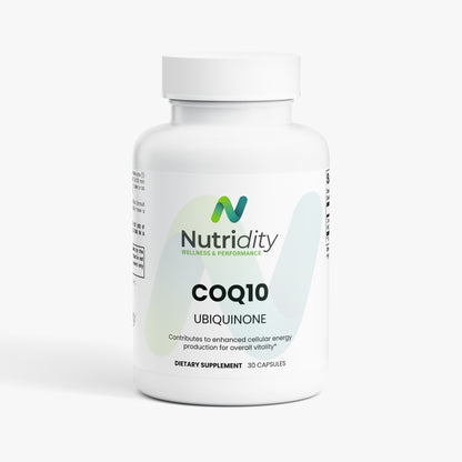Nutridity CoQ10 Ubiquinone Capsules 30ct, Vegetarian, 200mg – High Absorption Coenzyme Q10 Supplement for Heart Health, Cellular Energy Production, and Antioxidant Defense – Made in USA