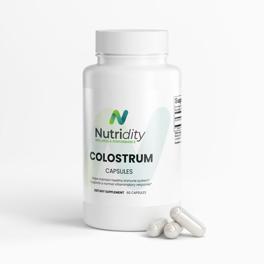 Nutridity Colostrum Capsules 500mg, 60ct Vegetable – Premium Bovine Colostrum with 25% IgG for Immune Support, Gut Health, Microbiota Balance, and Post-Workout Muscle Recovery – Made in USA
