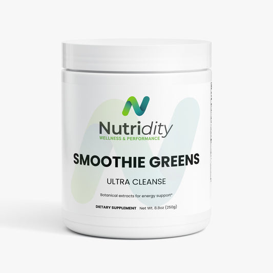 Nutridity Ultra Cleanse Smoothie Greens Powder, 250g (0.55 lbs) – Whole Food Superfood Blend with Organic Grasses, Adaptogens, and Plant Enzymes for Detox, Energy, and Immune Support – Made in USA