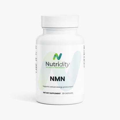 Nutridity NMN Capsules, 30ct, Vegetable, 500mg – 99.9% Pure β-Nicotinamide Mononucleotide NAD+ Booster for Cellular Energy, Healthy Aging, and Metabolic Support – Made in USA
