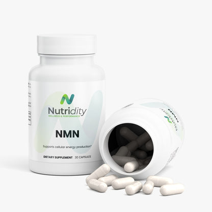 Nutridity NMN Capsules, 30ct, Vegetable, 500mg – 99.9% Pure β-Nicotinamide Mononucleotide NAD+ Booster for Cellular Energy, Healthy Aging, and Metabolic Support – Made in USA