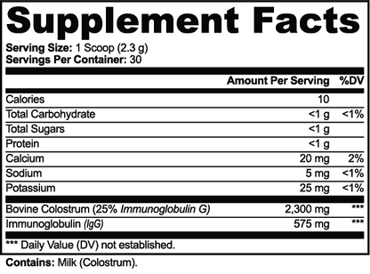 Nutridity Colostrum Powder, 69g (2.43 oz), 2300mg – Premium Bovine Colostrum with 25% IgG for Immune Support, Digestive Wellness, Gut Health, and Post-Workout Muscle Recovery – Made in USA