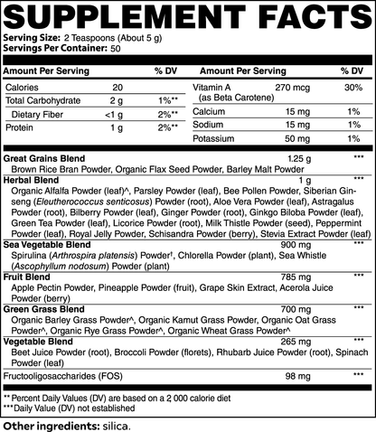 Nutridity Ultra Cleanse Smoothie Greens Powder, 250g (0.55 lbs) – Whole Food Superfood Blend with Organic Grasses, Adaptogens, and Plant Enzymes for Detox, Energy, and Immune Support – Made in USA